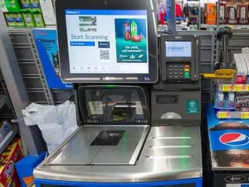 Walmart uses cameras and software to detect suspicious scanning activity at self-checkout lanes and notify workers | ©Image Credit: Walmart