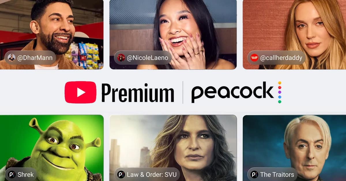 YouTube Premium subscribers are getting Peacock Premium access, combining creator-made videos, movies, TV shows, and sports in one package. | ©Image Credit: YouTube