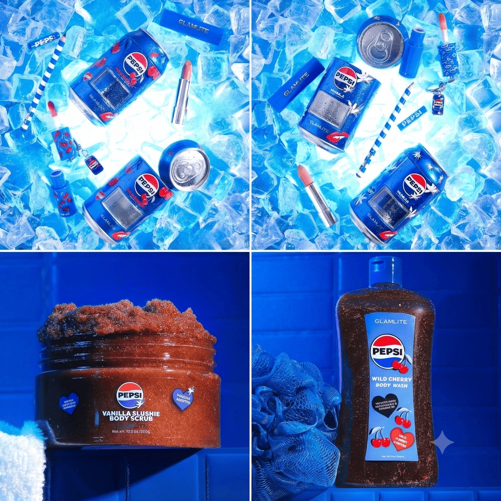 Pepsi and Glamlite are releasing the Pepsi Vanilla Slushie Body Scrub, Pepsi Wild Cherry Body Wash, Pepsi Vanilla Lip Kit and Pepsi Wild Cherry Lip Kit on July 31. ©Image Credit Facebook Glamlite