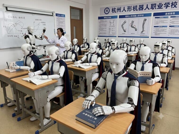Class is officially in session for the world's first robotic cohort, where humanoid robots are earning certifications to seamlessly transition from the classroom directly into the service and industrial sectors ©Image Credit: Gemini AI / GEEKSPIN