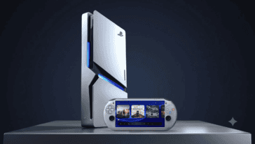 A leaked AMD document reportedly points to backward compatibility for PS4 and PS5 games on Sony’s upcoming handheld | ©Image Credit: Gemini AI / GEEKSPIN