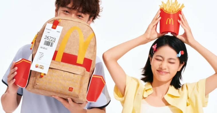 McDonald’s releases backpack designed to hold French fries 1 McDonald’s Big Fries Backpack turns the brand’s iconic takeaway packaging into a wearable accessory with built-in compartments for fries. | ©Image Credit: McDonald's