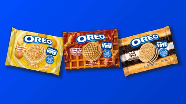 Oreo’s limited-edition Banana Pudding, Chicken & Waffles, and Deep Fried cookies, part of the Twist, Lick, Vote campaign | ©Image Credit: OREO