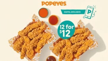 Popeyes’ popular 12-for-$12 deal is back, giving Rewards members a dozen pieces of wings or crispy chicken tenders for just $12. | ©Image Credit: Popeyes