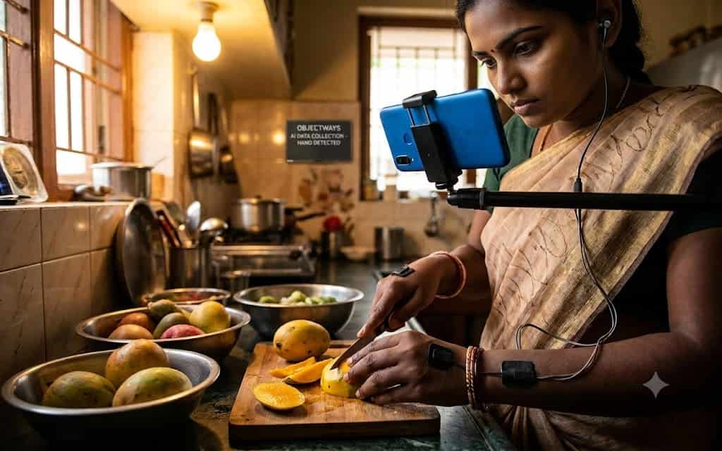 Thousands of data trainers are using smartphones strapped to their heads and other gadgets to teach humanoid bots how to handle everyday household chores. ©Image Credit: Gemini AI / GEEKSPIN