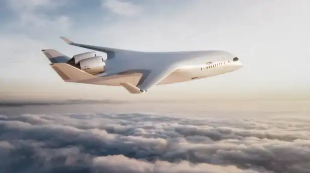 Meet the JetZero Z4: A 250-seat, blended-wing aircraft designed to slash fuel burn by up to 50%, fly 5,000 nautical miles, and drastically lower ticket prices—all while fitting standard airport gates. ©Image Credit: JetZero