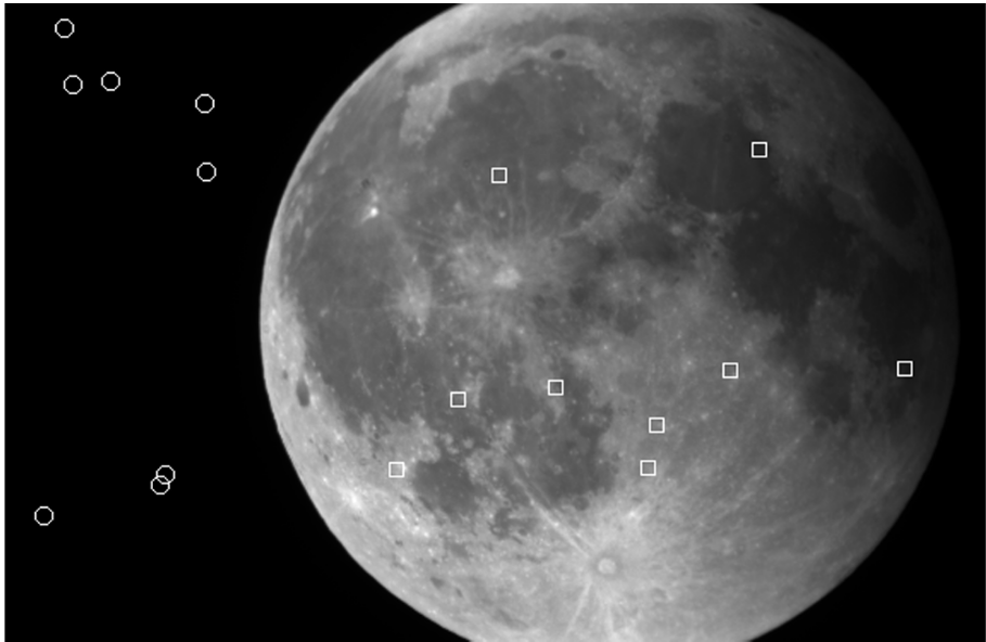 Marked objects near the Moon, as presented in the research team’s series of preprints on unidentified phenomena | ©Image Credit: Main Astronomical Observatory, NAS of Ukraine.