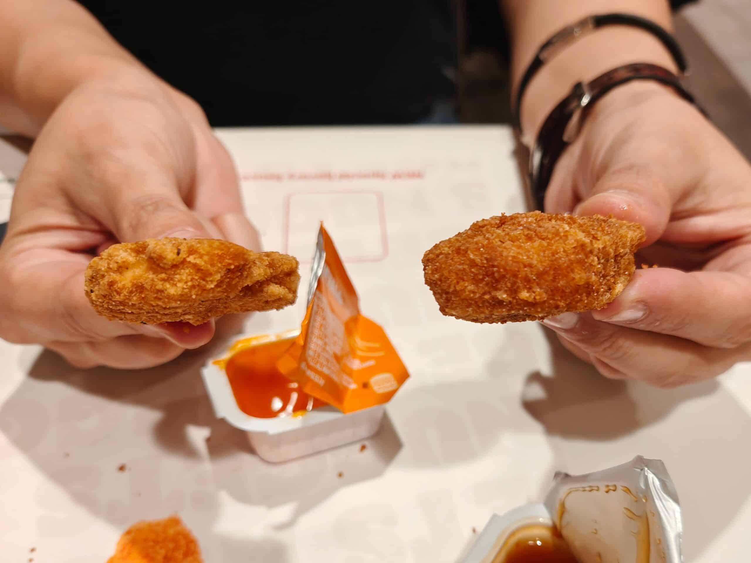 We tried Burger King's new nuggets, and they top Chick-fil-A 2 Before and after: Burger King’s original nugget (left) versus the redesigned, juicier version rolling out nationwide (right).