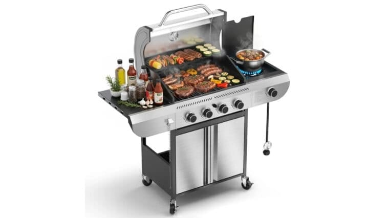 R.W.FLAME 4-Burner Stainless Steel Gas Grill ©Image Credit: R.W.FLAME