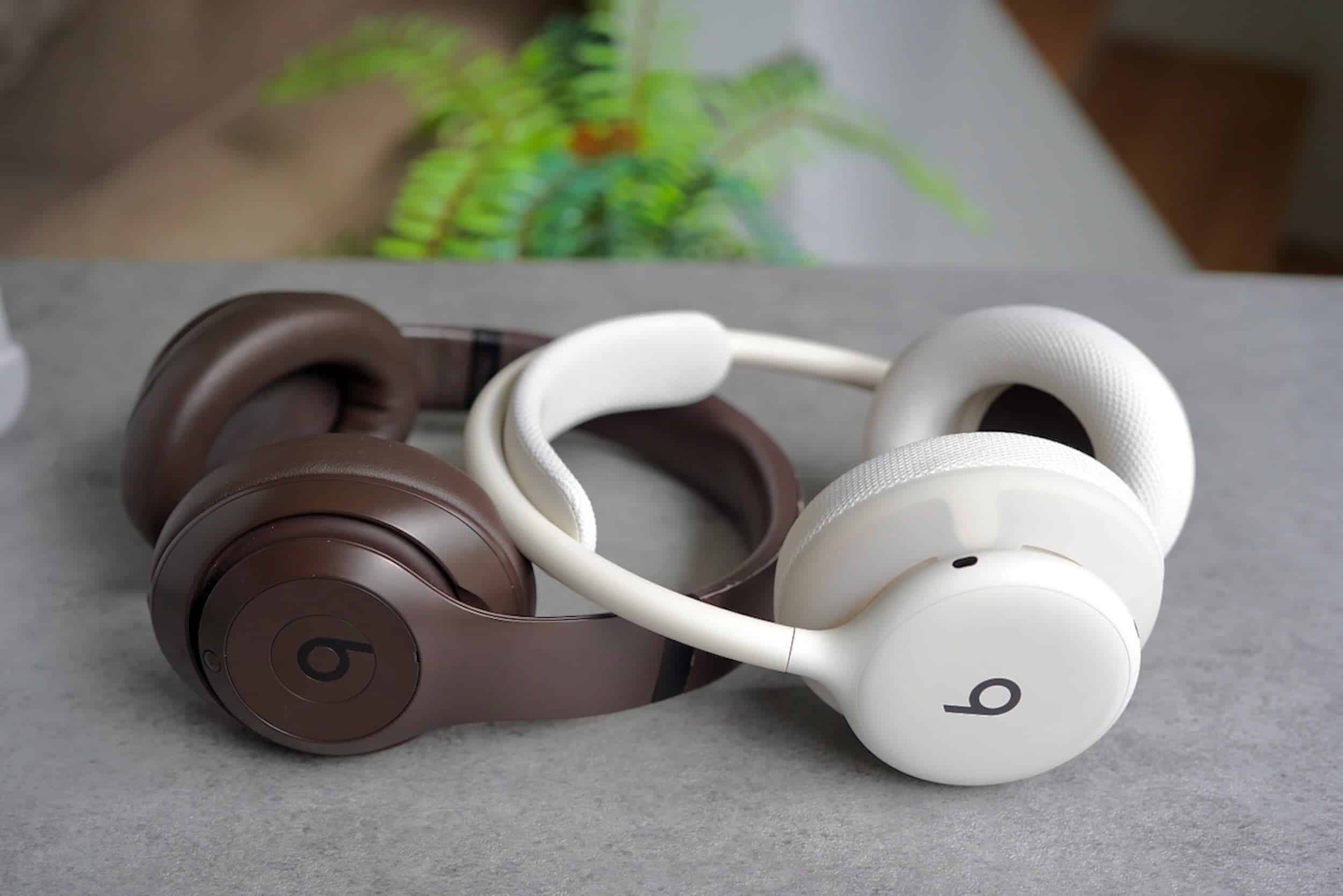 Side-by-side with the Beats Studio Pro and the new Beats 360, highlighting the shift to flatter earcups and softer curves.