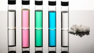 Vials of seawater, industrial wastewater, and desalinated water—along with extracted salts—demonstrate how a new University of Rochester process yields both fresh drinking water and reusable minerals. ©Image Credit: University of Rochester / J. Adam Fenster