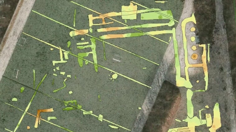 Ground-penetrating radar reveals the remains of St. Clare’s Convent beneath a soccer field in Roskilde, Denmark. | ©Image Credit: Nationalmuseet / NIKU