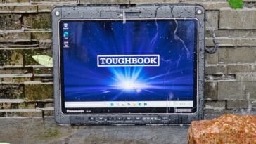 Panasonic's rugged TOUGHBOOK undergoes water-resistance testing, engineered to withstand extreme field conditions and heavy moisture. ©Image Credit: GEEKSPIN