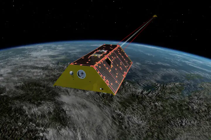 The original GRACE satellites flew from March 2002 to October 2017 and were followed by the GRACE–FO satellites, pictured above, launched in May 2018. ©Image Credit: NASA