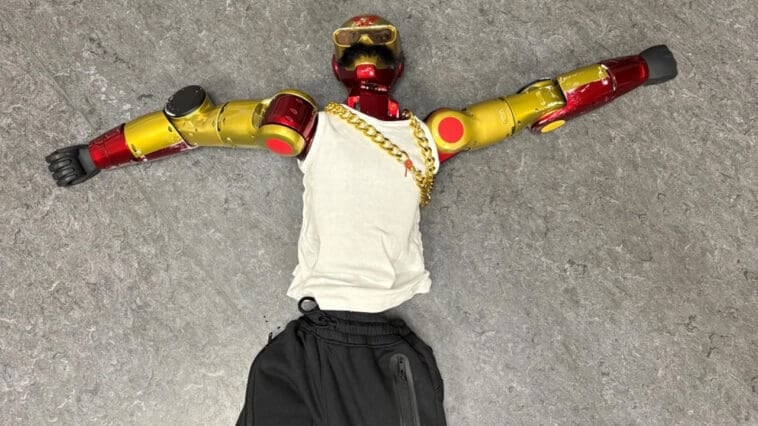 The four-foot commercial humanoid robot seized by authorities in Cologne. | ©Image Credit: Handout/Cologne Police