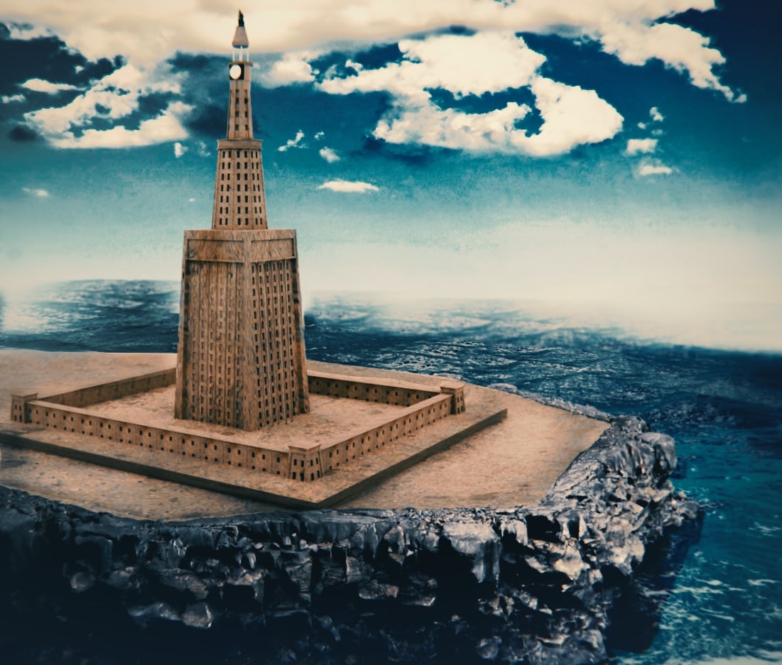 Divers find ring depicting lost Wonder of the World 2 A digital reconstruction of the ancient Lighthouse of Alexandria, showing its three-tiered design overlooking the Mediterranean | ©Image Credit: SciVi 3D studio / Wikimedia Commons (CC BY-SA 4.0)