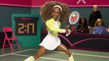 The Serena Williams Barbie doll replicates the athlete's iconic green-and-white outfit from her 2005 Australian Open championship. | ©Image Credit: Mattel