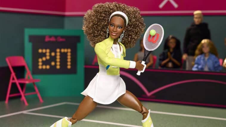 The Serena Williams Barbie doll replicates the athlete's iconic green-and-white outfit from her 2005 Australian Open championship. | ©Image Credit: Mattel