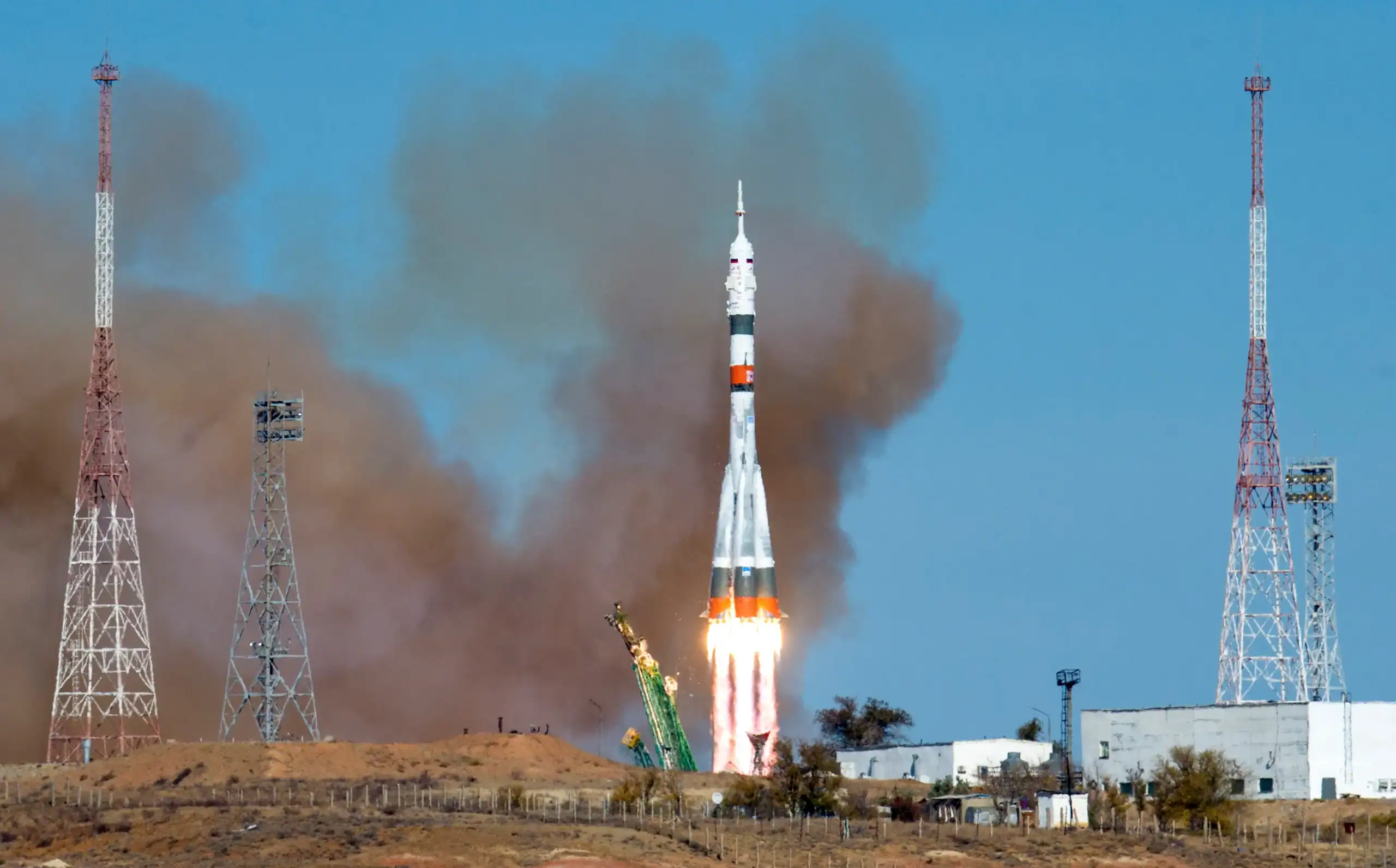 The Russian Soyuz spacecraft, pictured above, carrying three astronauts to the ISS arrived in just three hours and three minutes. ©Image Credit: NASA