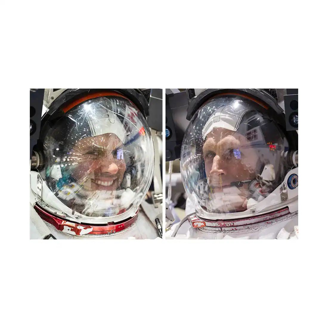 Anil Menon of NASA (left) made his fourth spacewalk mission while Josha Kutryk (right) made his first. ©Image Credit: NASA